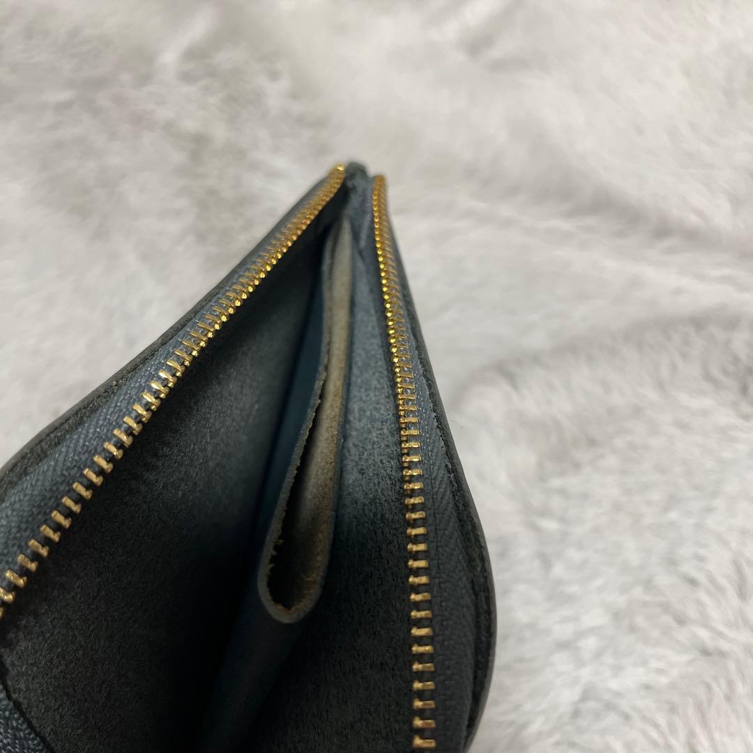 土屋鞄　ナチューラ Lファスナー　財布　ブルーグリーン