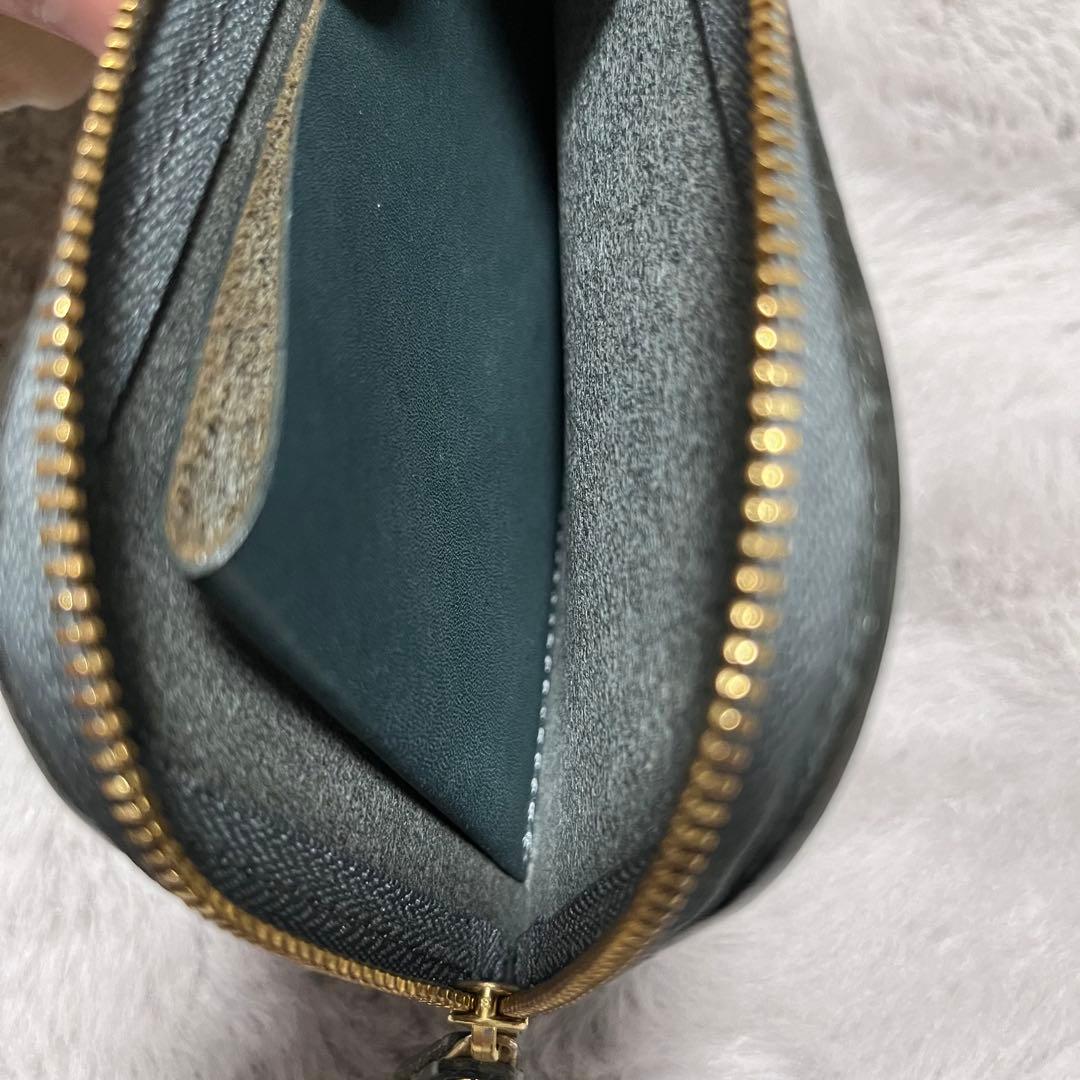 土屋鞄　ナチューラ Lファスナー　財布　ブルーグリーン