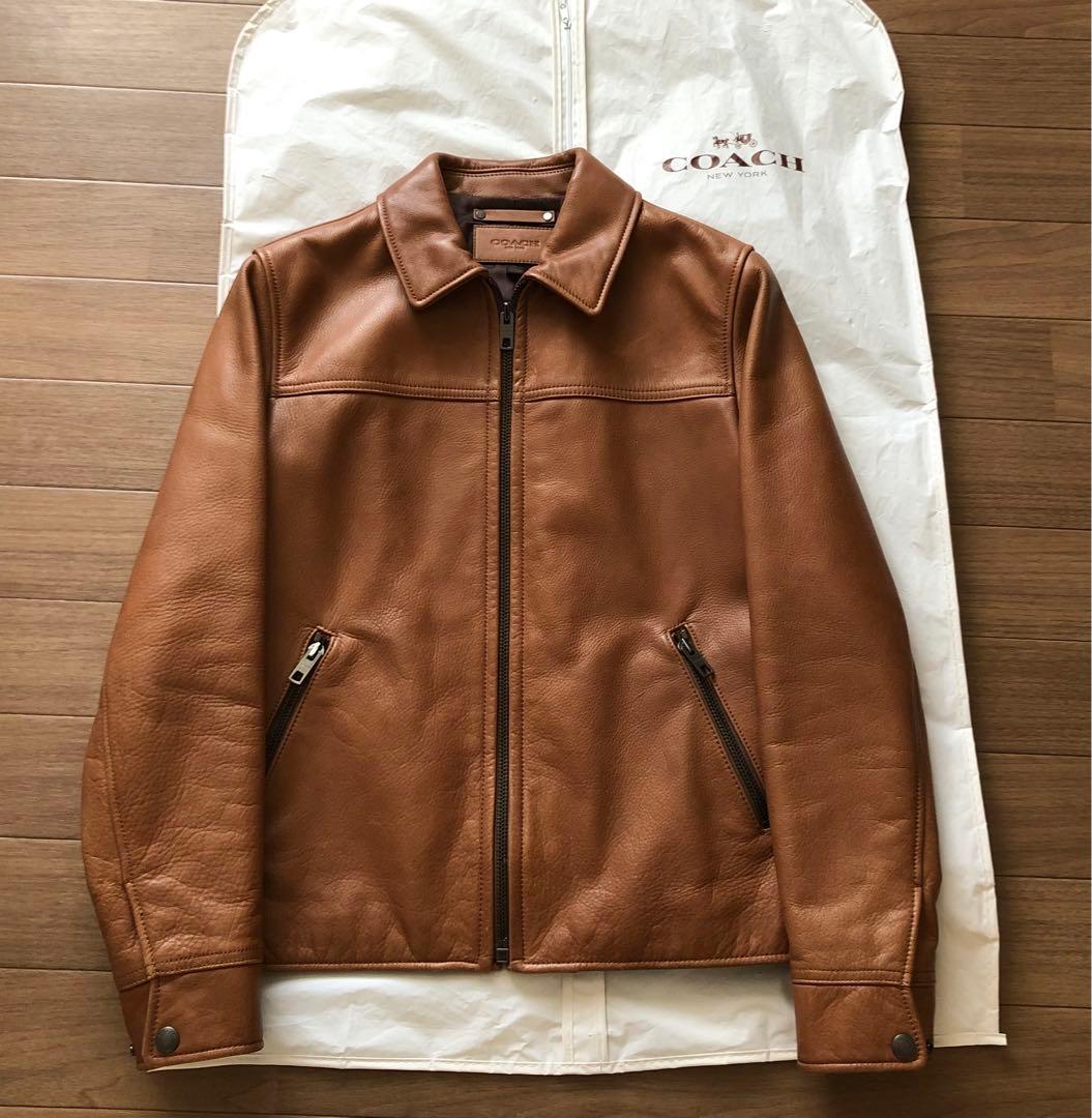 【良品】COACH コーチ レザージャケット キャメル シングル 牛革 XS