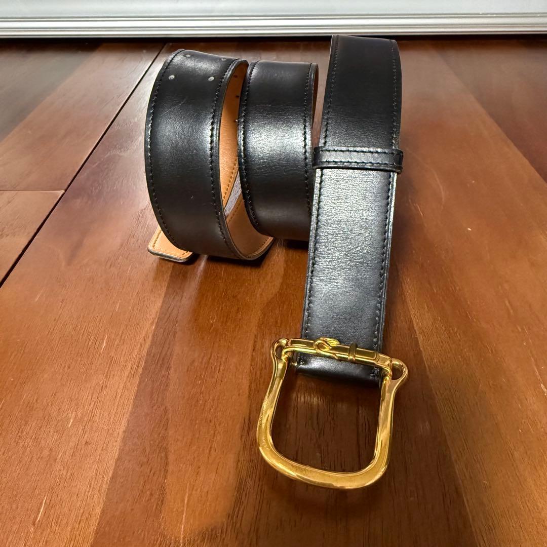 エルメス　ヴィンテージ　ベルト　90 メンズ　黒　ゴールド金具　鎧　ベルト